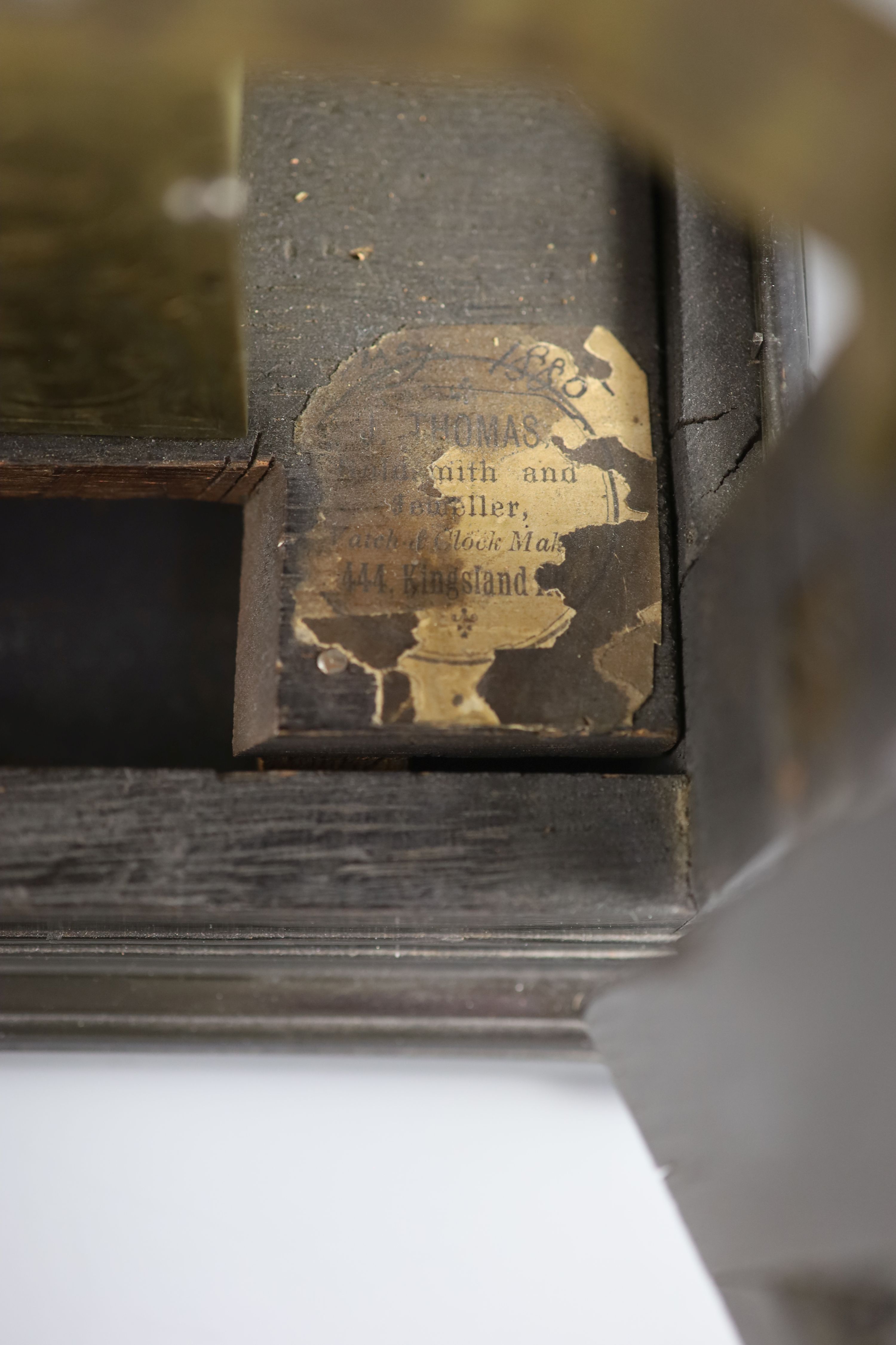 Halifax of London - George III ebonised eight day bracket clock, with key and pendulum